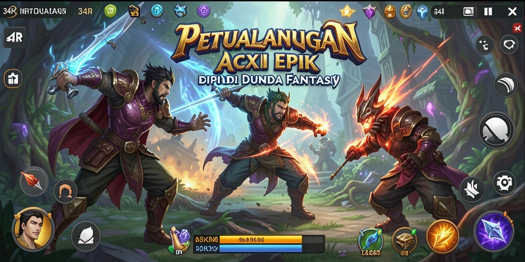 Tampilan gameplay seru dari 34R yang menunjukkan pertempuran epik.