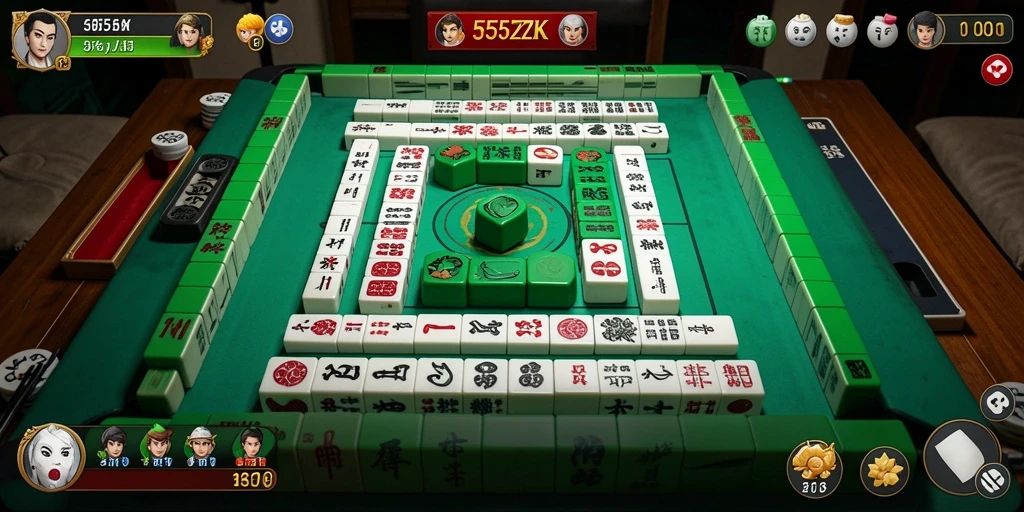 Screenshot dari gameplay Mahjong yang seru di 555ZK.