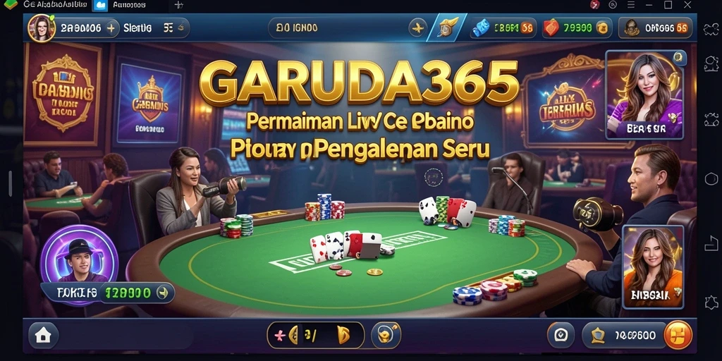 Screenshot GARUDA365 menunjukkan dealer profesional dan antarmuka permainan yang menarik.
