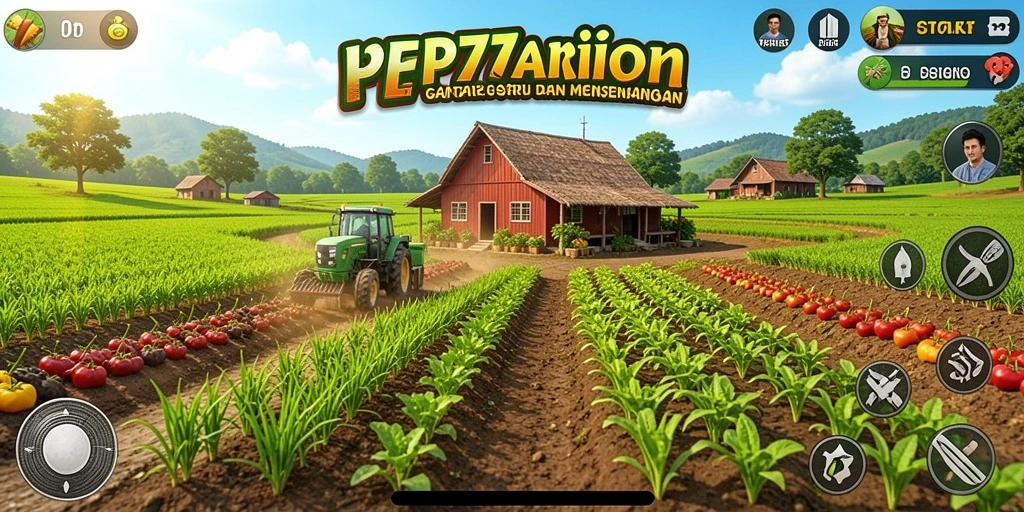 Screenshot gameplay HP777 menampilkan aktivitas bertani yang menyenangkan.