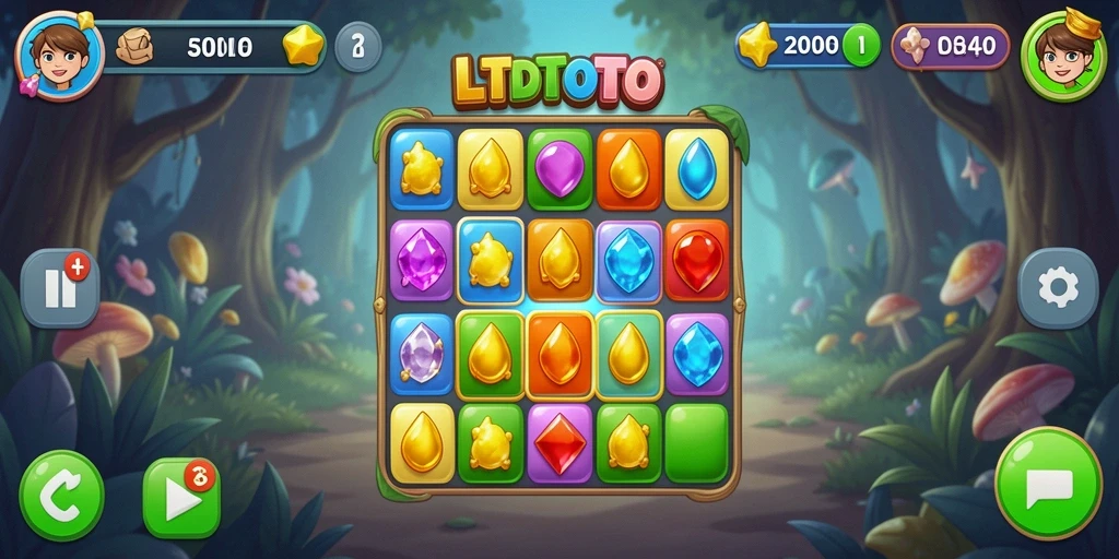 Screenshot LTDTOTO menunjukkan gameplay seru dalam mencocokkan objek.