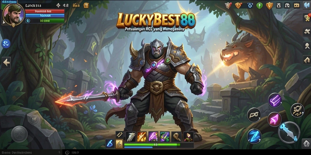 Screenshot gameplay RPG LUCKYBEST88 menampilkan aksi seru dalam pertarungan.