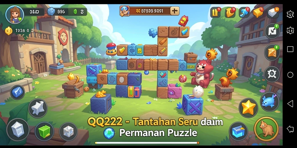 Screenshot gameplay utama QQ222 menunjukkan keseruan menyelesaikan puzzle.