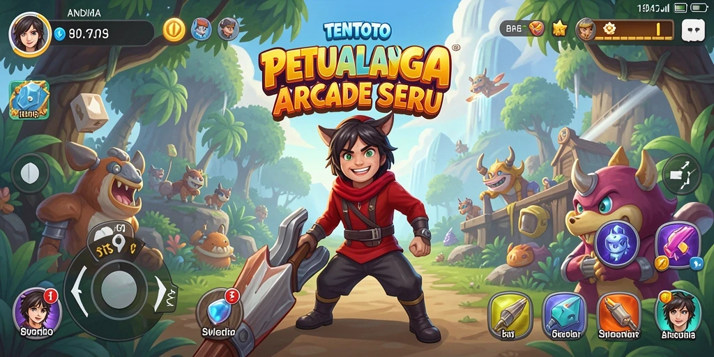 Screenshot gameplay TENTOTO yang menunjukkan aksi seru di dalam game Arcade.